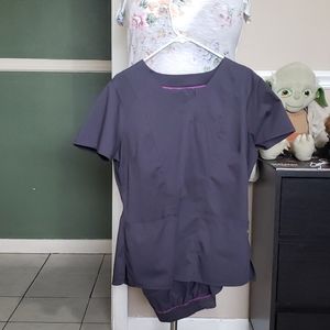 Purple label grey scrubs set, like new